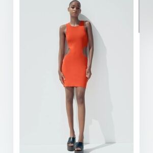 Zara Cut-Out Knit Midi Dress